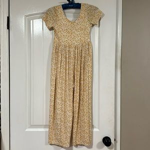 SweetHoney leggy romper mustard floral